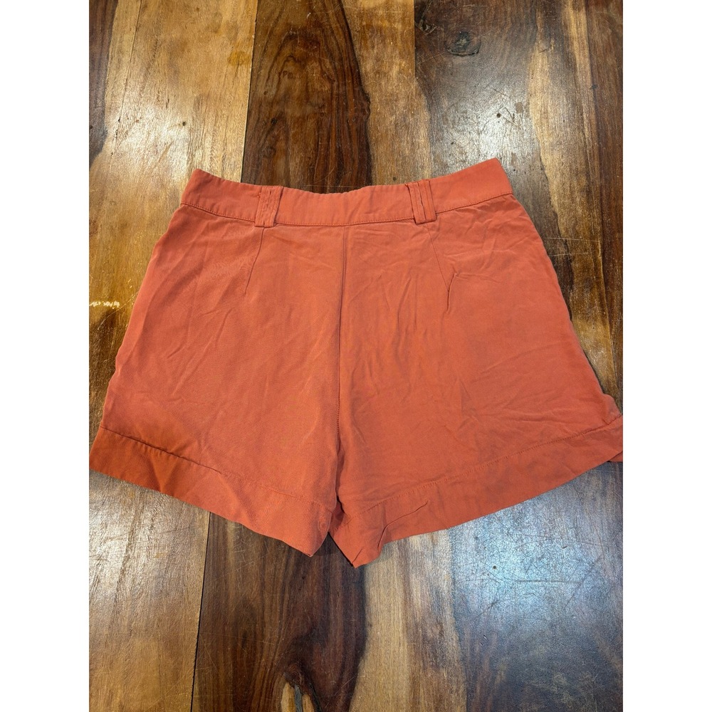 NAF NAF Paris women rust orange high waisted cuffed shorts sz 40 terracotta